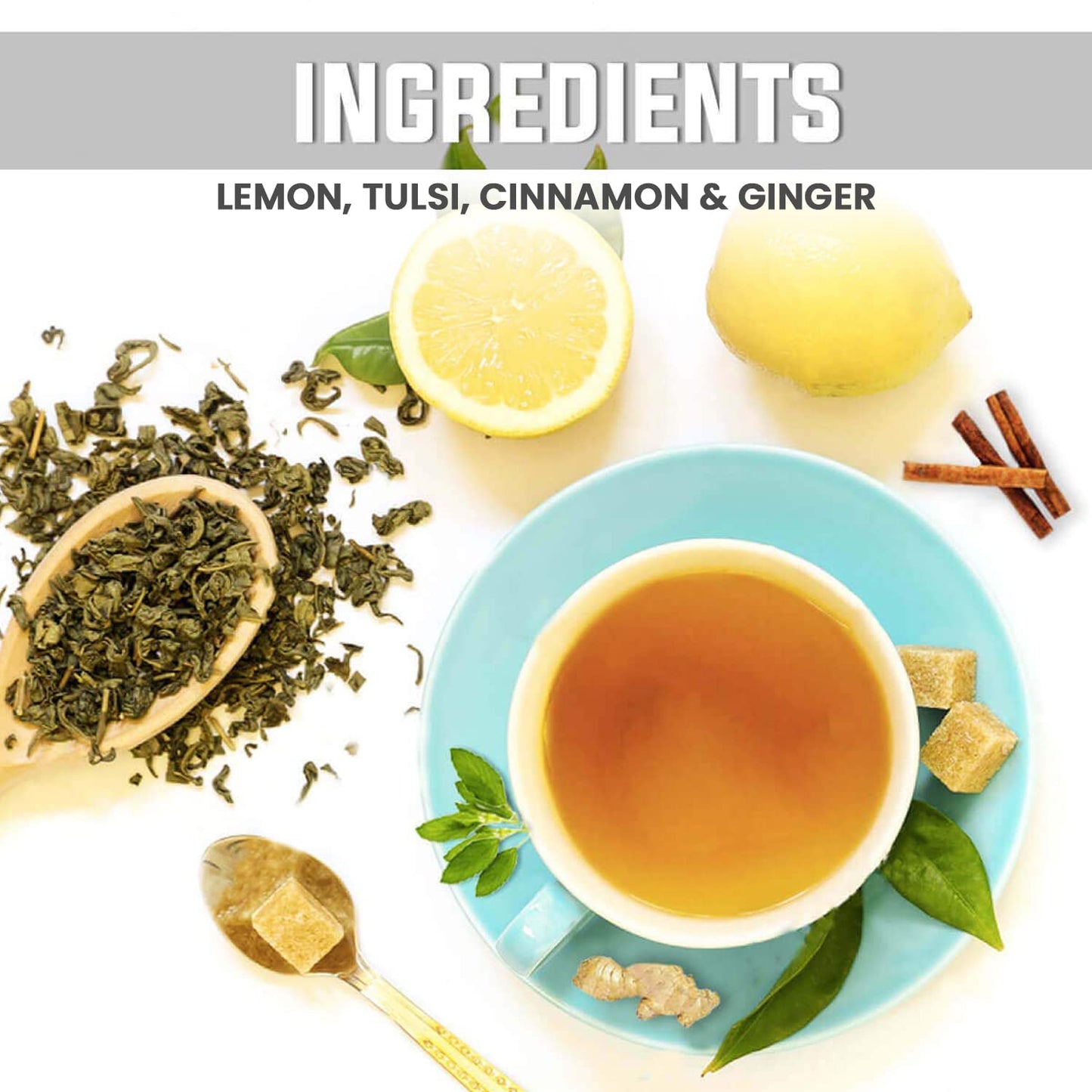 Nutty Yogi Immunity Tea | Herbal Green Tea with Tulsi, Lemon, Cinnamon & Ginger I Ayurvedic Blend I 50g | 100% Natural