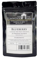 Elmwood Inn Fine Teas, Blueberry Caffeine-Free Fruit Infusion, 25 Pyramid Sachet Tea Bags