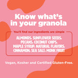 Three Wishes Granola, Maple Pecan (8-Pack) - Gluten Free Granola, 6g Protein & 3g Sugar Healthy Breakfast & On-the-Go Snack - Vegan, Kosher