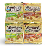 Werther's Original 2.65oz Creamy Caramel Filled Hard Candies and Caramel Apple Filled Hard Candies 4-pack Bundled Set