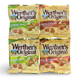 Werther's Original 2.65oz Creamy Caramel Filled Hard Candies and Caramel Apple Filled Hard Candies 4-pack Bundled Set
