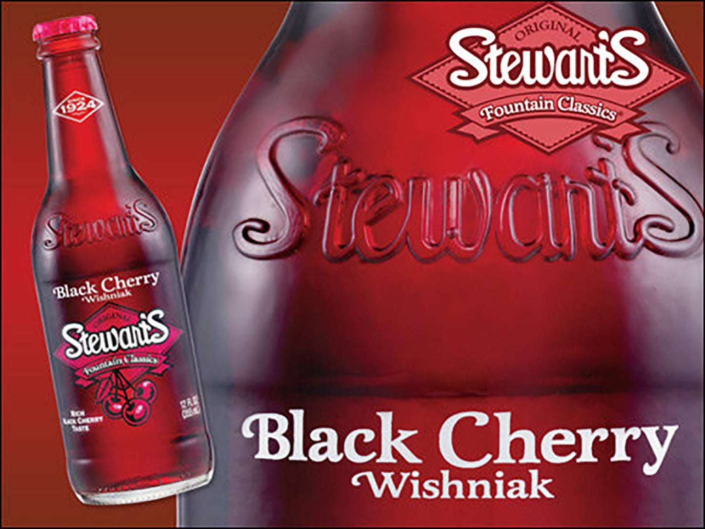 Stewart's Wishniak Black Cherry Soda, 12 fl oz (12 Glass Bottles)