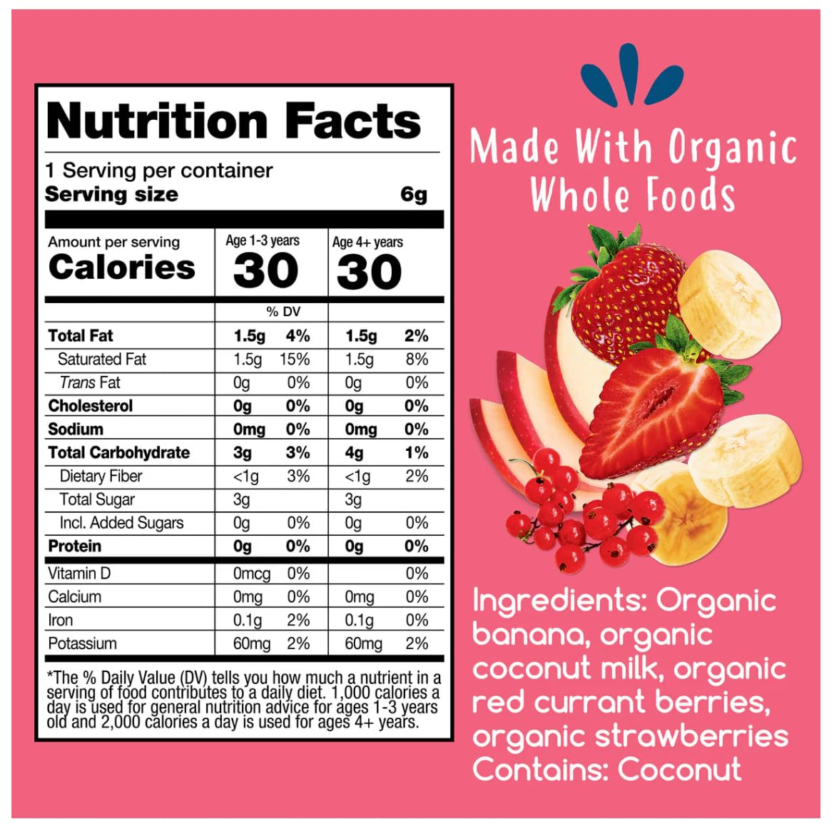 Amara Organic Smoothie Melts, Mixed Berry Flavor, Dairy Free Toddler Snacks, No Added Sugar, 20 Single Serve Pouches, 6g Each