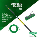 Unger Commercial Window Cleaner Waterfed Pole Kit - nLITE Carbon 16K 40' Waterfed Pole Starter Set with Brush & Hose - C12BH