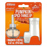 Glade PlugIns Refills Air Freshener Starter Kit, Scented and Essential Oils for Home and Bathroom, Pumpkin Spice Things Up, 0.67 Fl Oz, 1 Warmer + 1