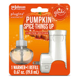 Glade PlugIns Refills Air Freshener Starter Kit, Scented and Essential Oils for Home and Bathroom, Pumpkin Spice Things Up, 0.67 Fl Oz, 1 Warmer + 1