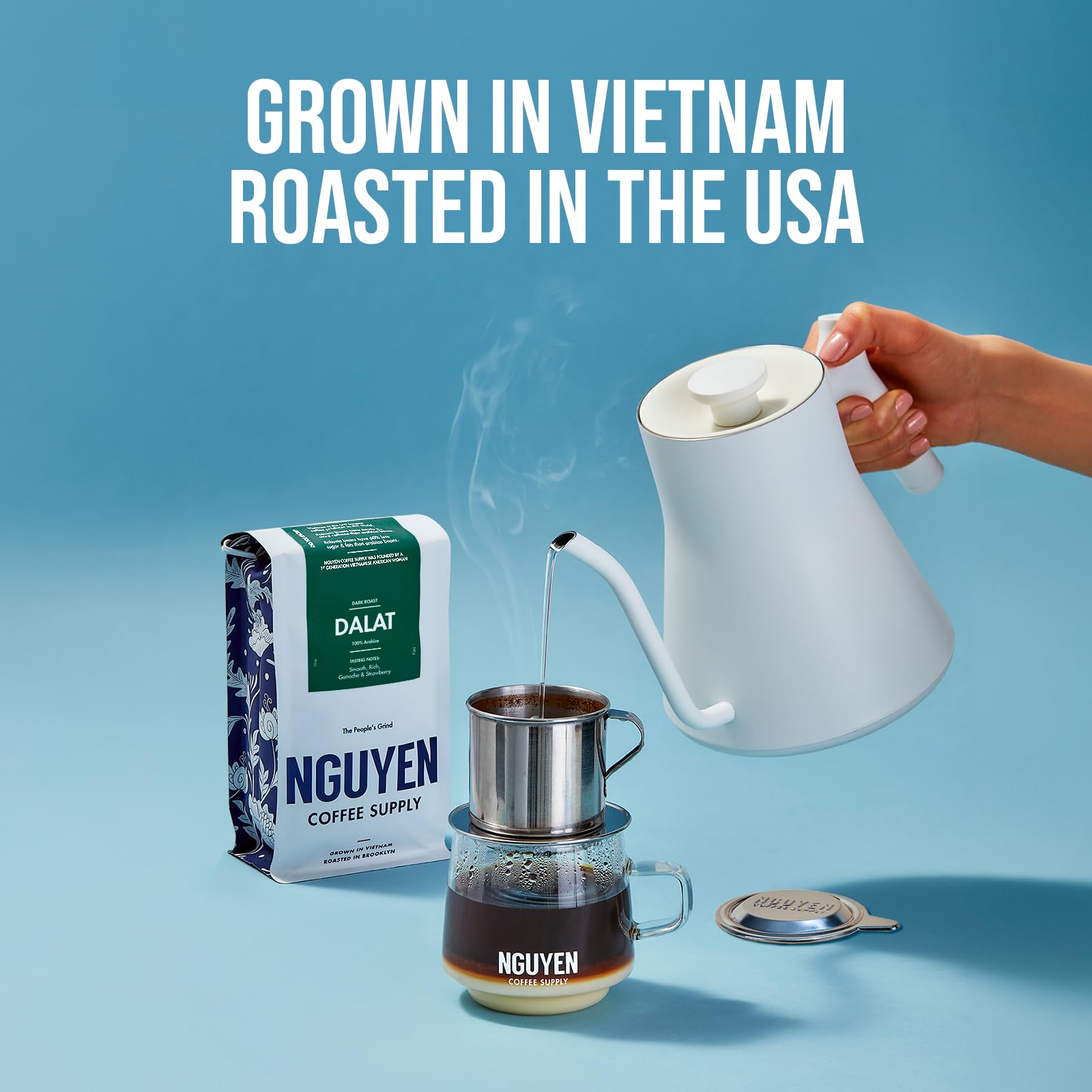 Nguyen Coffee Supply - Dalat Arabica: Dark Roast Premium Ground Coffee Beans, Vietnamese Single Origin, Direct Trade, Roasted in Brooklyn [12 oz Bag]