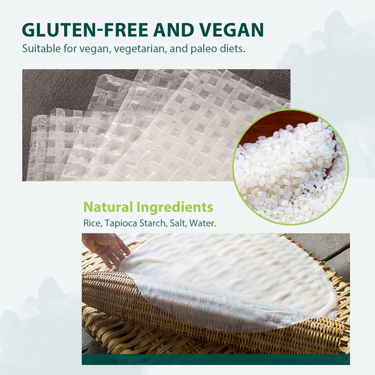 Soeos Rice Paper, 3 Pack, 102 Sheets, Square, 22cm