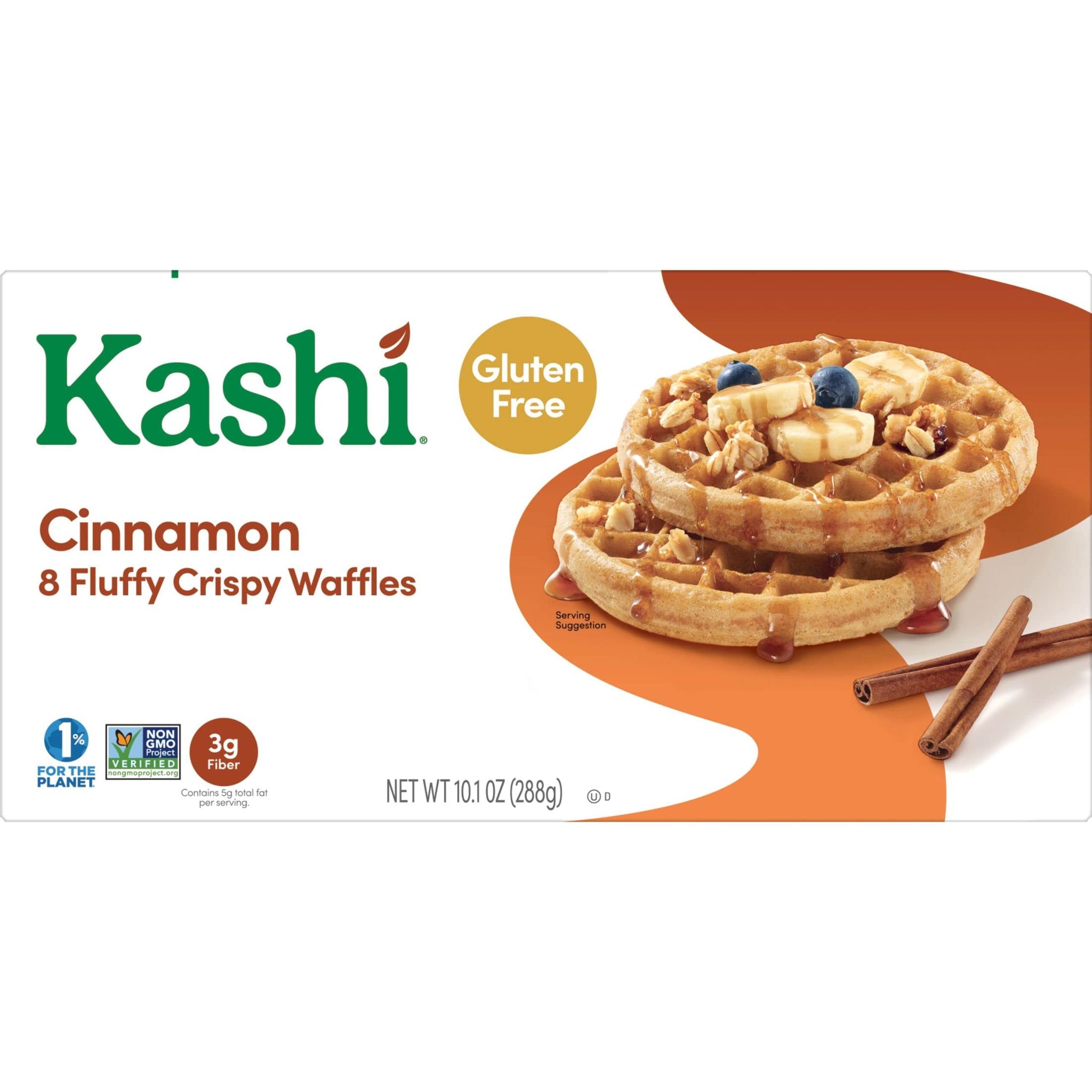 Kashi Frozen Waffles, Vegan and Gluten Free, Frozen Breakfast for Kids, Cinnamon, 10.1oz Box (8 Waffles)