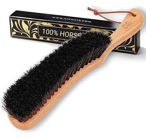 Atzi Hats Clothes Brush, Horse Hair Bristle, Cowboy Hat Brush, Suit Lint Brush, Wool, Cashmere, Velvet, Suede, Fabric Brush, Furniture Pet Hair Brush