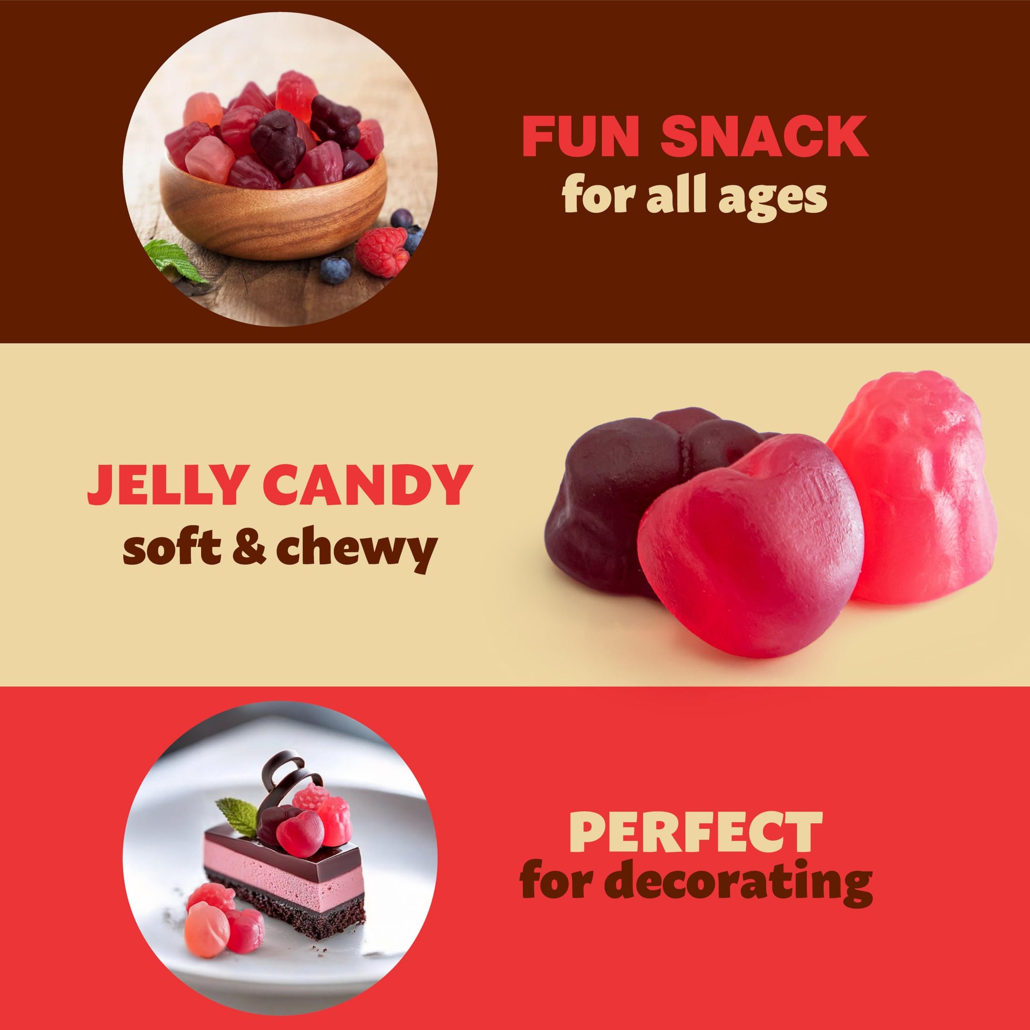 Berry Jelly Candy Mix 1 Pound Bag | Vegan Gummies with Real Fruit Puree | Assorted Berry Flavors | Gelatin Free Plant Based Texture | No Artificial