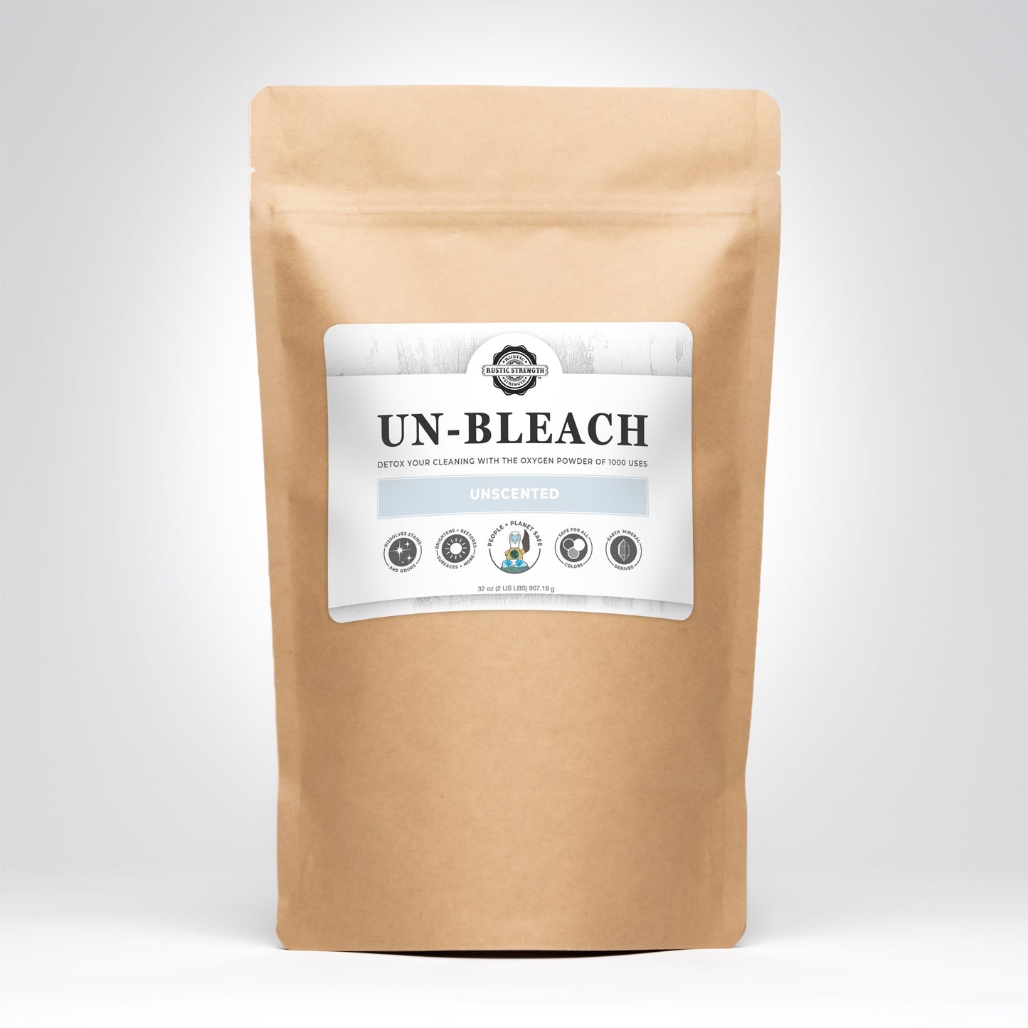 Rustic Strength Un-Bleach, Oxygen Bleach Alternative, Color Safe, Non-Toxic, Odor & Stain Remover, Biodegradable, 2 lb