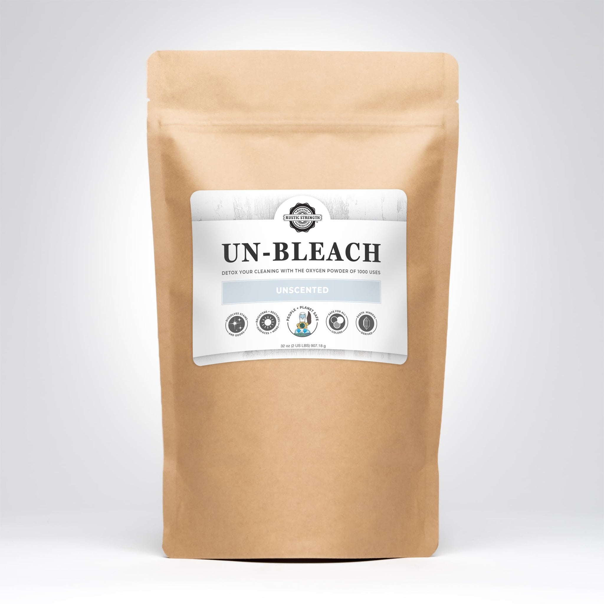 Rustic Strength Un-Bleach, Oxygen Bleach Alternative, Color Safe, Non-Toxic, Odor & Stain Remover, Biodegradable, 2 lb