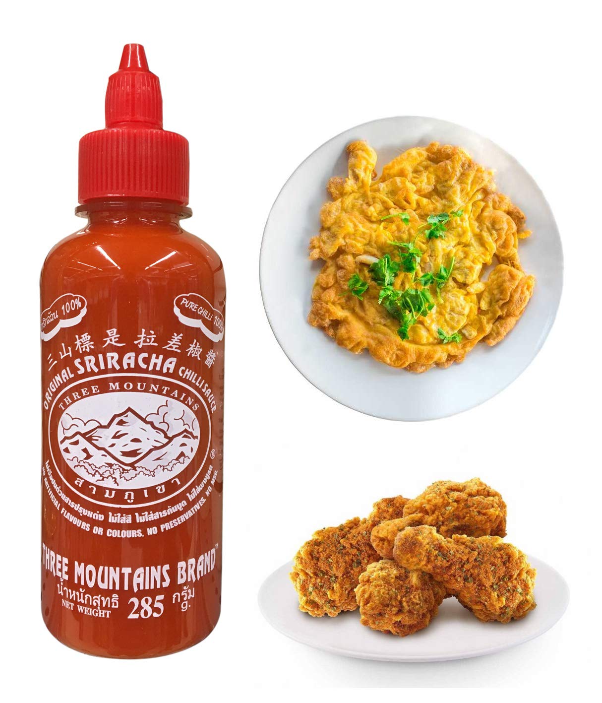 Original Three Mountain Sriracha Hot Chili Sauce Most Spicy flavor Bottle - 10.5 oz (Red Spice)