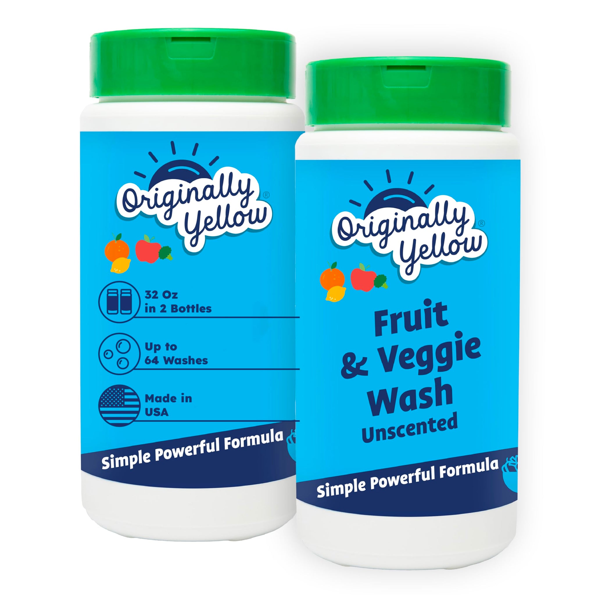 Originally Yellow USA Made Fruit And Vegetable Wash | Food-Grade Fruit and Veggie Wash With No Aftertaste | Powerful Cleaning &| Plant-Derived Produce