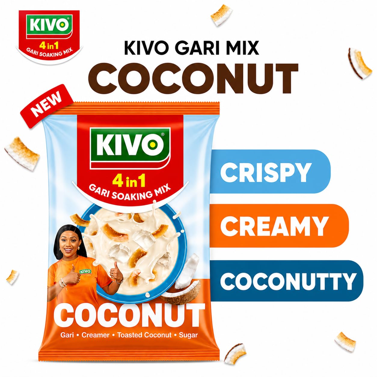 KIVO 4 in 1 Gari Soaking Mix 125g (COCONUT)
