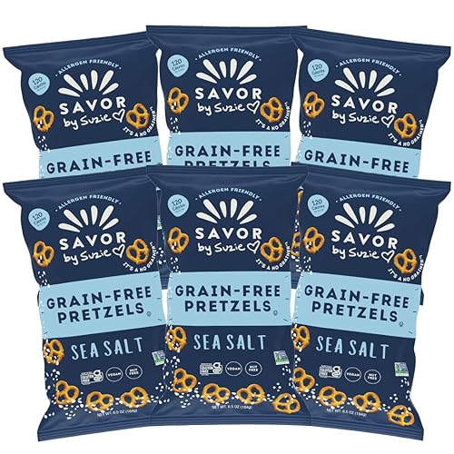 Savor by Suzie Gluten-Free Pretzels - Non-GMO, Grain Free, Vegan, Paleo, Keto & Nut-Free Pretzel Snack Packs, Low Carb, Clean Ingredients - Sea Salt