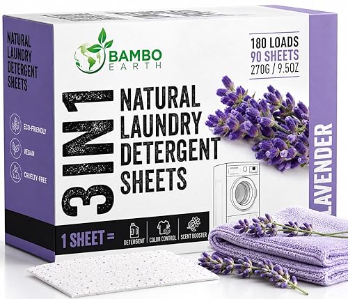 180 Loads Natural Laundry Detergent Sheets - All Natural Biodegradable And Dissolvable Washing Machine Dry Soap Laundry Detergent Strips, Mess Free