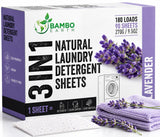 180 Loads Natural Laundry Detergent Sheets - All Natural Biodegradable And Dissolvable Washing Machine Dry Soap Laundry Detergent Strips, Mess Free