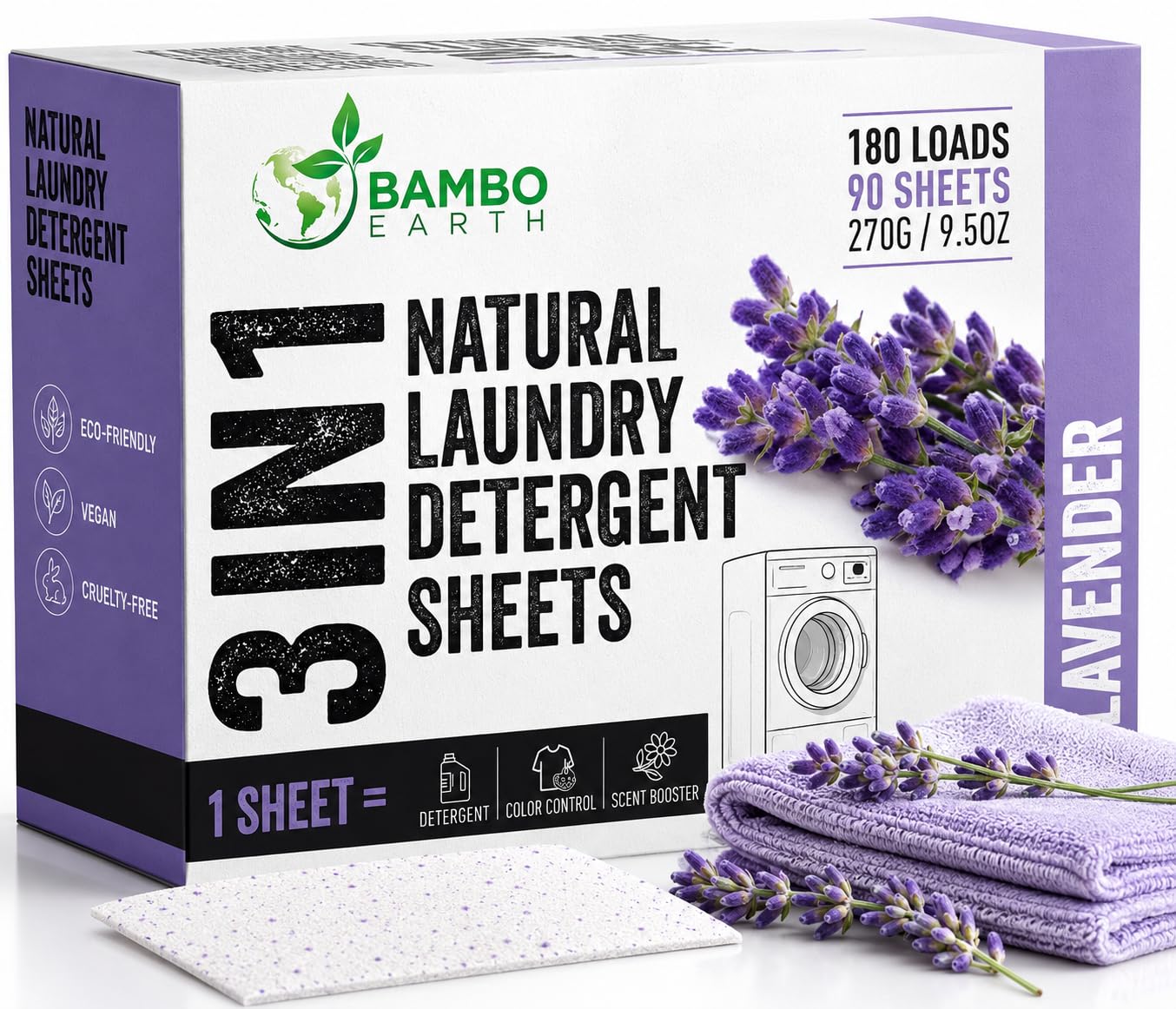 180 Loads Natural Laundry Detergent Sheets - All Natural Biodegradable And Dissolvable Washing Machine Dry Soap Laundry Detergent Strips, Mess Free