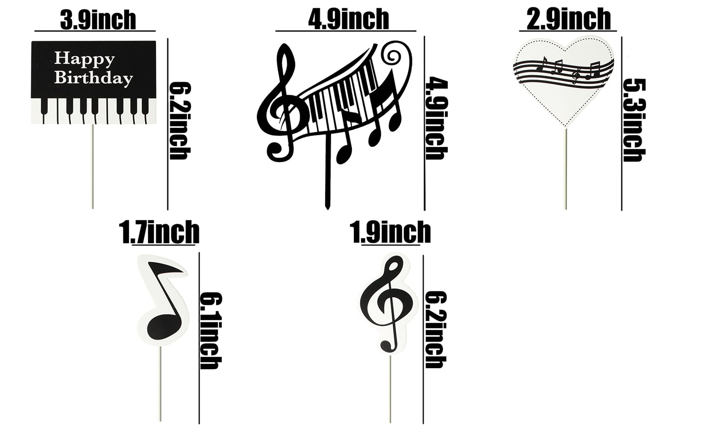 (5 pieces) Music Birthday Cake Decoration, Music Cake Topper, Musics Birthday Decoration Supplie