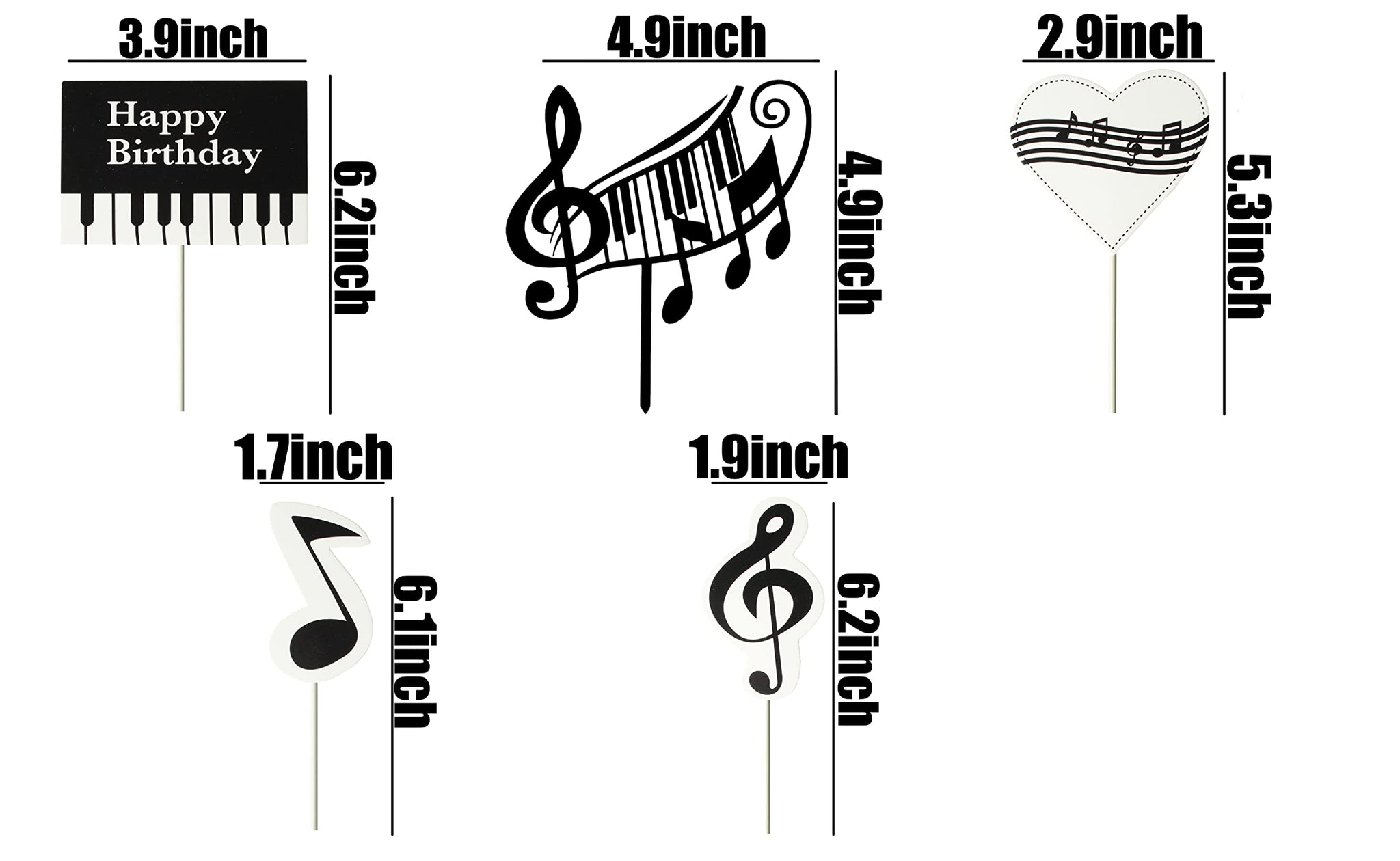(5 pieces) Music Birthday Cake Decoration, Music Cake Topper, Musics Birthday Decoration Supplie