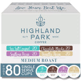 Highland Park Coffee Single Serve Coffee Pods Compatible with Keurig K Cup Brewers, Medium Roast, Flavored Variety, 80 Count