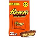 REESE'S Milk Chocolate Snack Size Peanut Butter Cups, Candy Bag, 33 oz (60 Pieces)