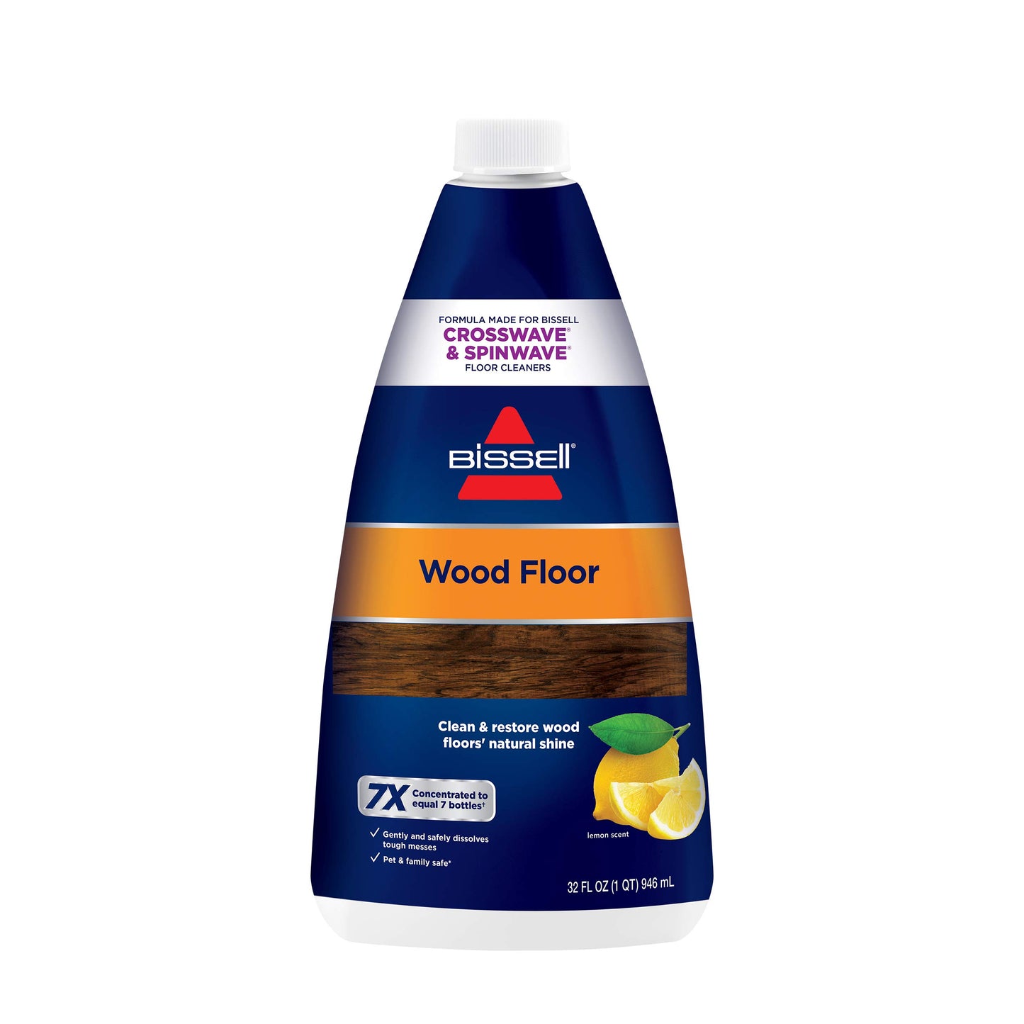 Bissell CrossWave & SpinWave Wood Floor Cleaning Formula, 32 oz, Dissolves Dirt, Grime, and Sticky Messes, Safe on Sealed Floors, Pair with CrossWave