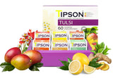 Tipson Organic Tulsi Variety Sampler - 6 Flavors (60 Tea Bags), Herbal Tea Infusions - USDA Organic, Non GMO, and Gluten Free