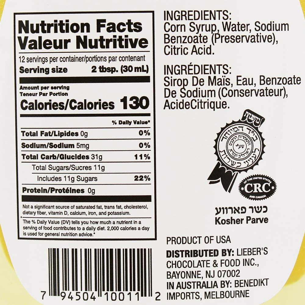 Bakol Light Corn Syrup, 12 FL Oz (355 mL) - Multi-Purpose Simple Syrup for Pancake, Barbecue, Ham, Baked Vegetables, Fruits, and More - No High Fructose Corn Syrup for Candy, Kosher Certified
