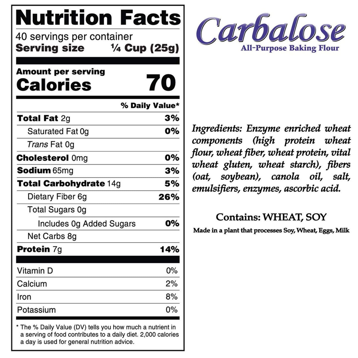 Carbalose All-Purpose Low-Carb Flour (2.2 lb Resealable Pouch)