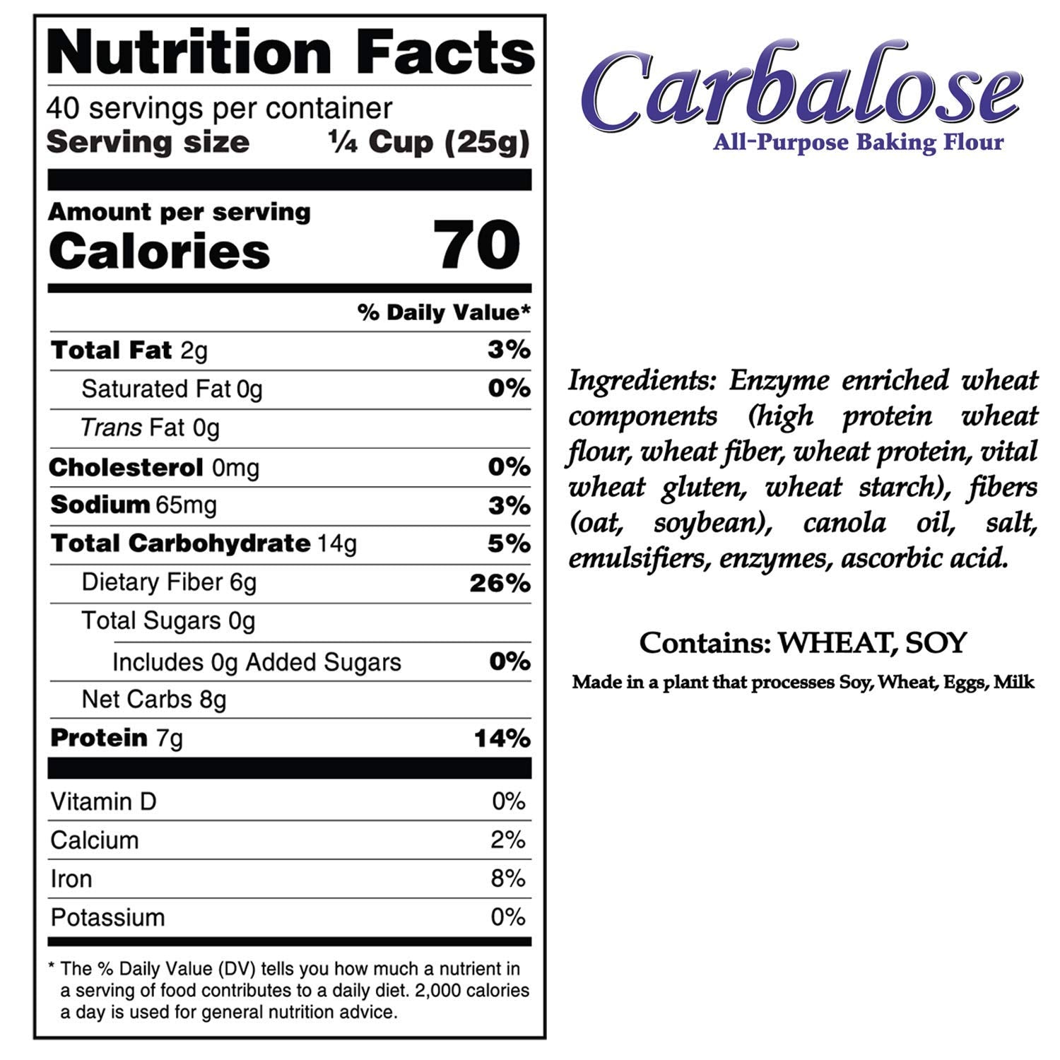 Carbalose All-Purpose Low-Carb Flour (2.2 lb Resealable Pouch)