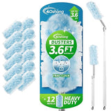 oshang 12 Pack Disposable Heavy Duty Duster Refills - 43" Extendable Handle, Compatible with Swiffer - Dusters for Cleaning Ceiling Fans, Blinds