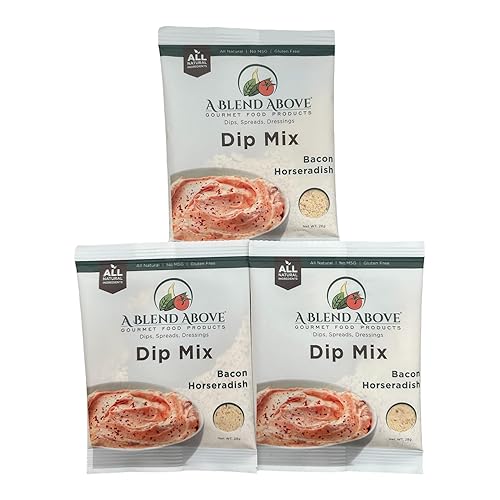 A Blend Above Bacon Horseradish Dip Mix, 1oz (3 Pack), Gluten-Free, No MSG, All Natural, No Preservatives, Vegetable Dip, Keto Friendly, Low Carb