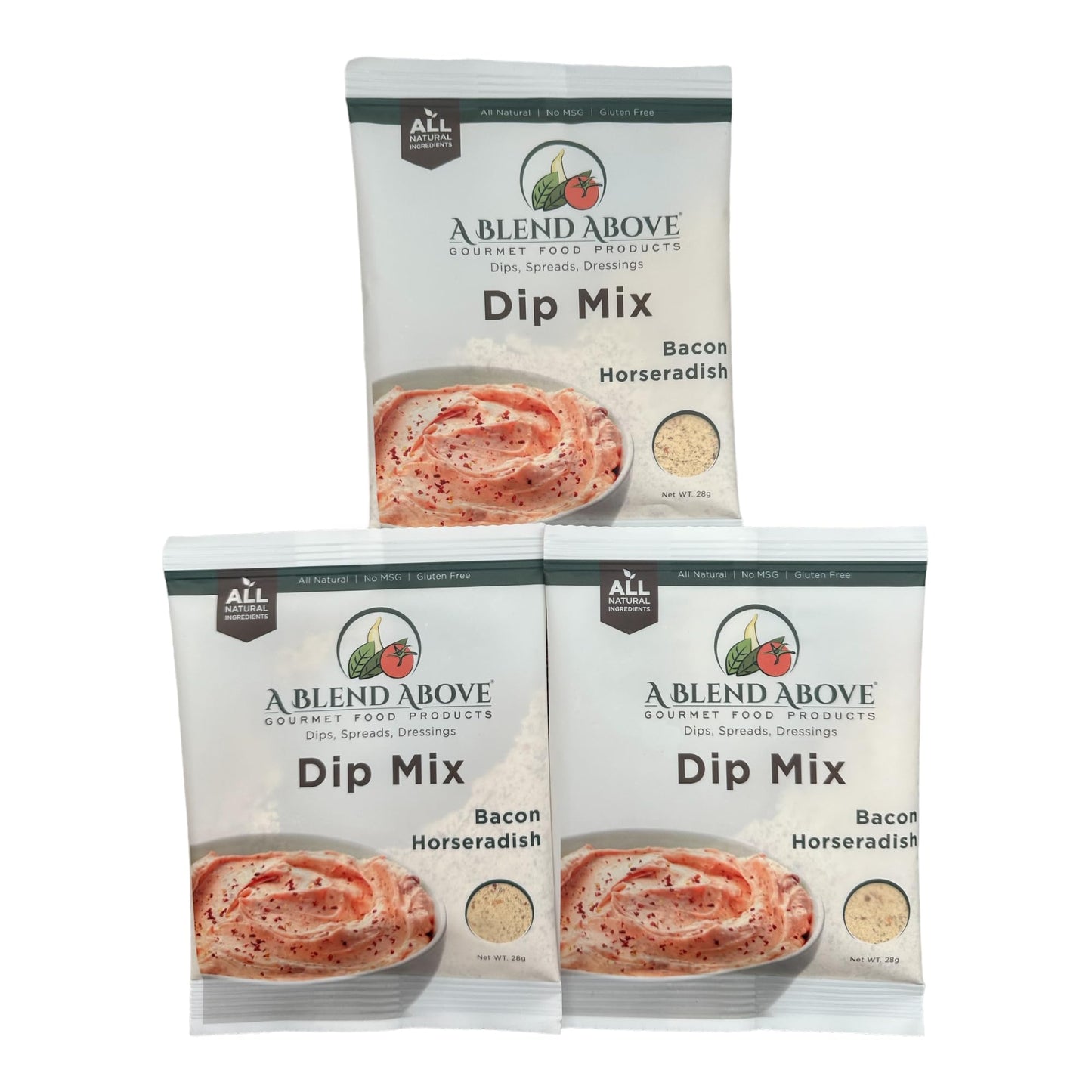 A Blend Above Bacon Horseradish Dip Mix, 1oz (3 Pack), Gluten-Free, No MSG, All Natural, No Preservatives, Vegetable Dip, Keto Friendly, Low Carb