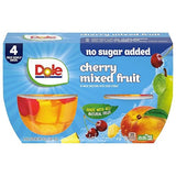Dole Cherry Mixed Fruit with No Sugar Added^^ - Dole Fruit Bowls Snacks - 4 oz Fruit Bowls - 4 Pack