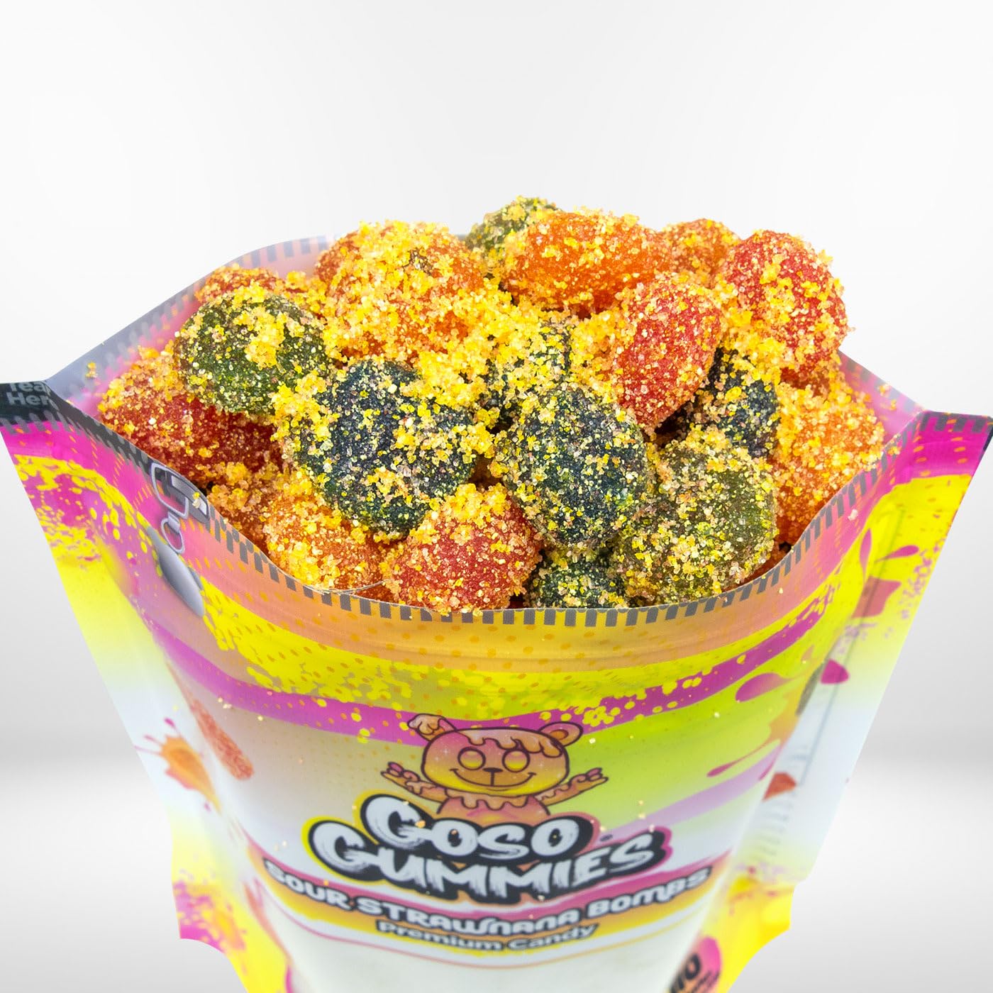Goso Gummies Sour Strawnana Bombs - 6oz Bag - Strawberry Banana Filled Premium Viral Candy