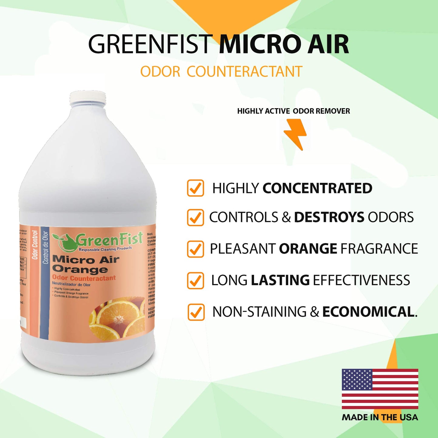 Micro Air Odor Counteractant Pleasant Orange Fragrance [ Concentrated ] (1 Gallon)