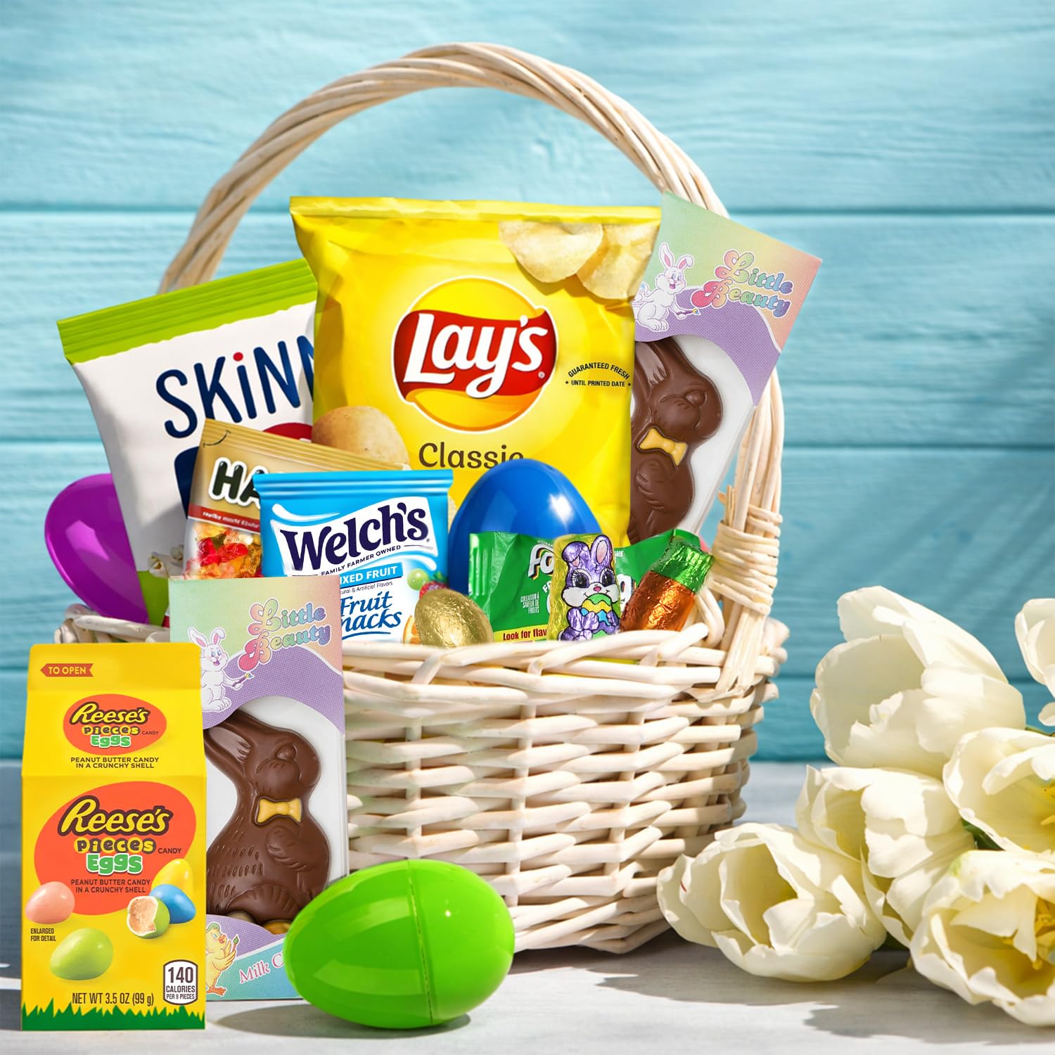 Easter Snacks Care Package Gift Box - Snack Box Gift Basket - Large Variety Snacks, Candy & Treats for College Students, Adults, Kids - 45 Count