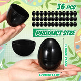 Silipull 36 Pack 3.1 Inch Jumbo Empty Plastic Eggs, Fillable Eggs for Egg Hunts, Candy Basket Stuffers, Party Favors, DIY Crafts(Black)