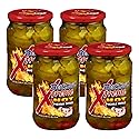 Best Maid Products - 24 Ounce Glass Jars Baby - Dill, Kosher, Hamburger Slices, Garlic Bites, Habanero Chips, & Xtreme Hot Pickles (4 Pack, Xtreme HOT
