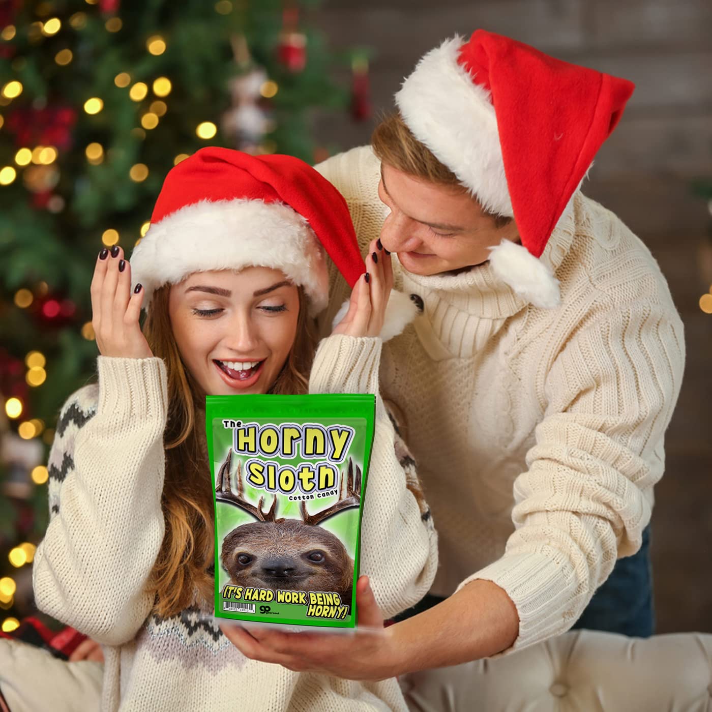 Horny Sloth Blue Cotton Candy, Gourmet Novelty Candy for Adults, Gluten-Free Fun Candy Gift Basket Filler Item for Women and Men, Unique Candy Gag
