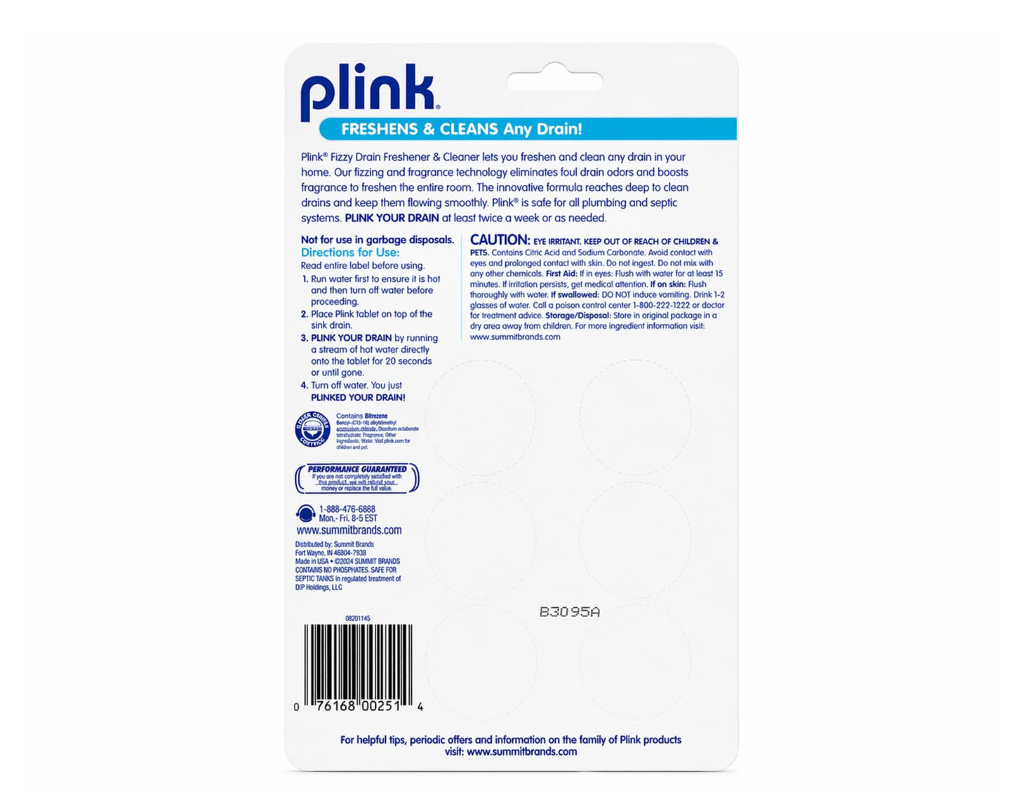 Summit Brands Plink Tablet Drain Freshener and Cleaner 6 oz.12