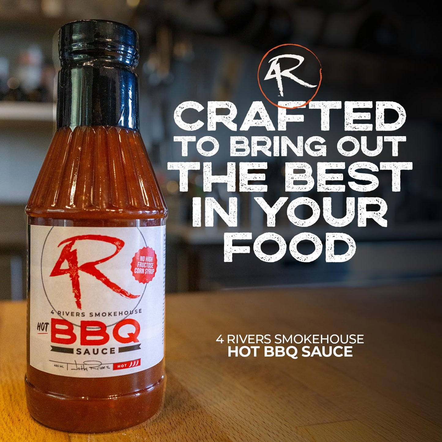 4 Rivers - Smokehouse Hot BBQ Sauce - Hot & Spicy BBQ Sauce for Roasting, Slow-Cooking or Grilling - Premium House-Made Blend - Multi-Regional Recipe