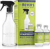 MRS. MEYER'S CLEAN DAY Multi-Surface Cleaner Dispenser and Concentrate Starter Kit, 1 Glass Dispenser (16 Fl. Oz.) and 2 Concentrated Refills (2 Fl