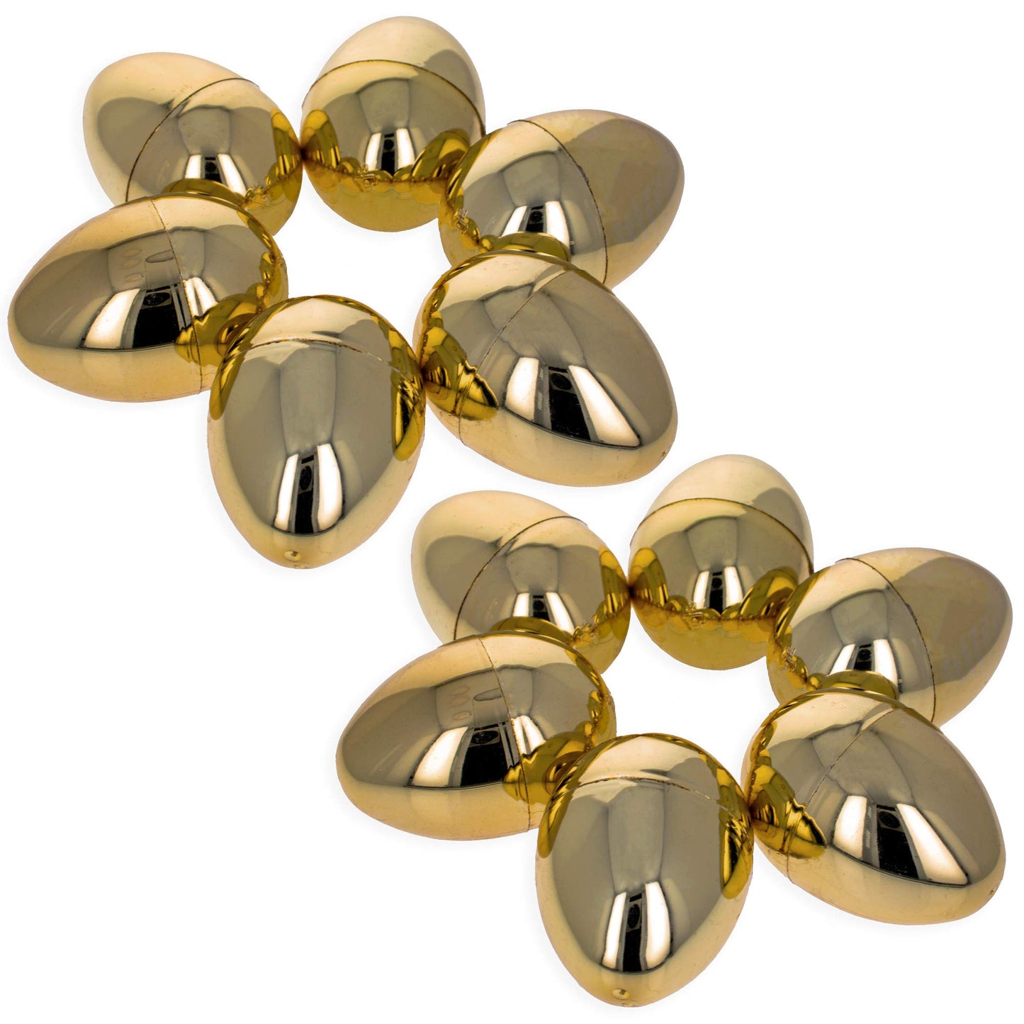 BestPysanky Set of 12 Very Shiny Golden Plastic Easter Eggs, 2.25 Inches