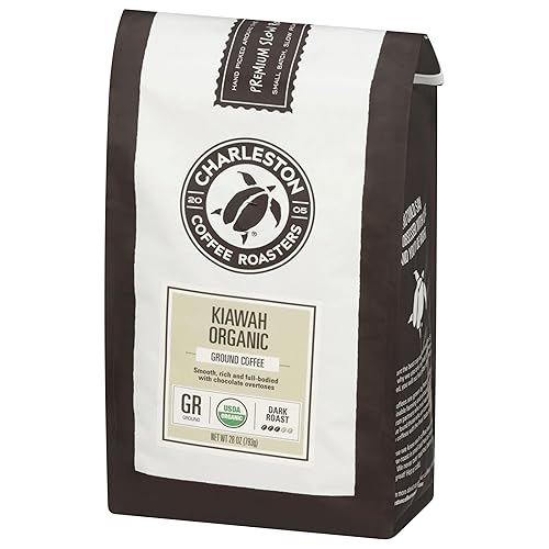 Charleston Coffee Roasters | Specialty Organic Ground Coffee | Hand Picked, Premium Slow Roast (Kiawah, Dark Roast) 28oz