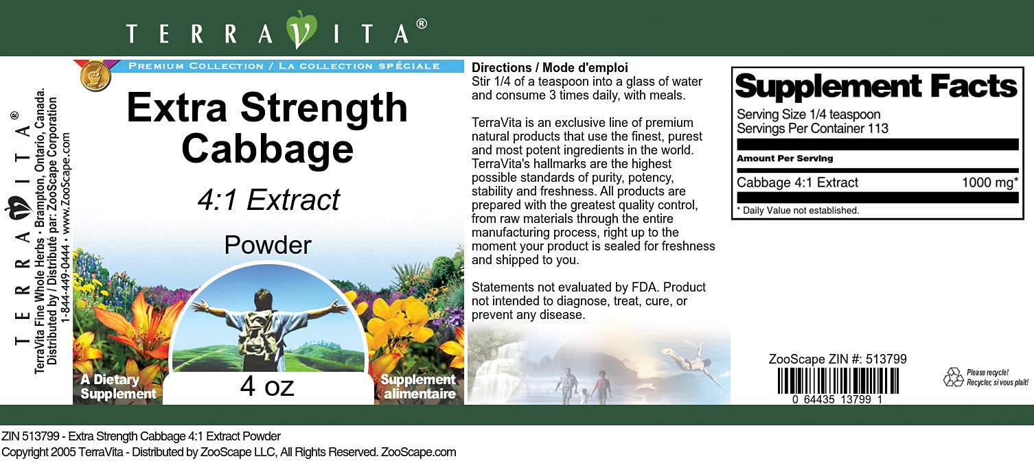 Extra Strength Cabbage 4:1 Extract Powder (4 oz, ZIN: 513799) - 3 Pack