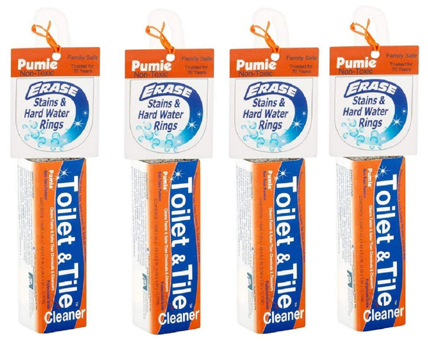 PUMIE Toilet & Tile Pumice Cleaner, Pumice Stick with Handle, Multi-Function Toilet Bowl Ring Remover by US Pumice, Bath-8, Pack of 4